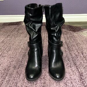 Black Faux Leather Boots